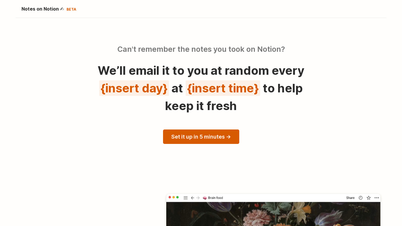 Notes on Notion Landing page