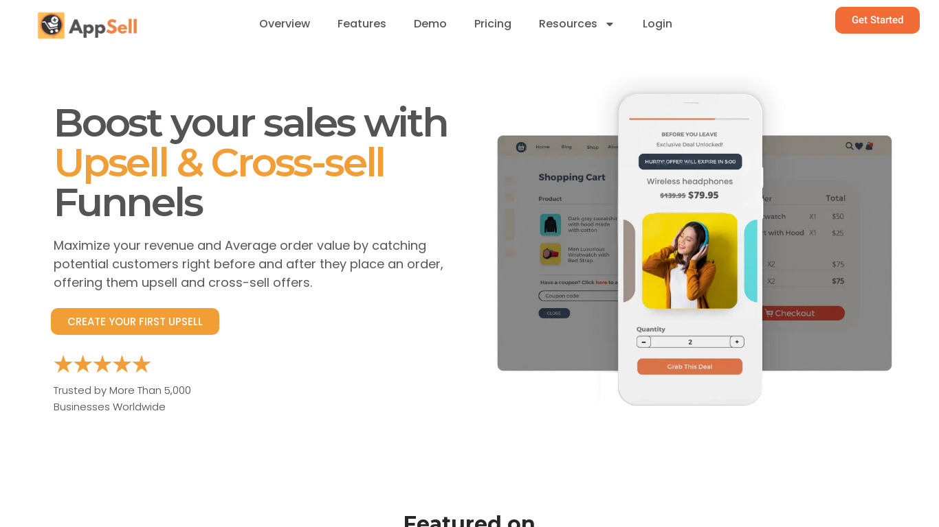 Appsell.io Landing page