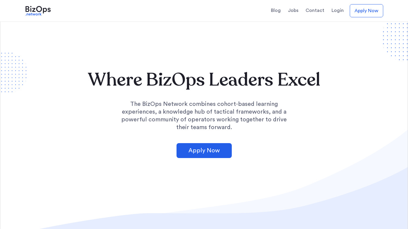 BizOps Network Landing page