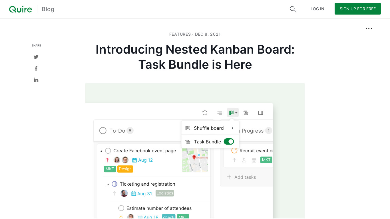 Quire Nested Kanban Board Landing page