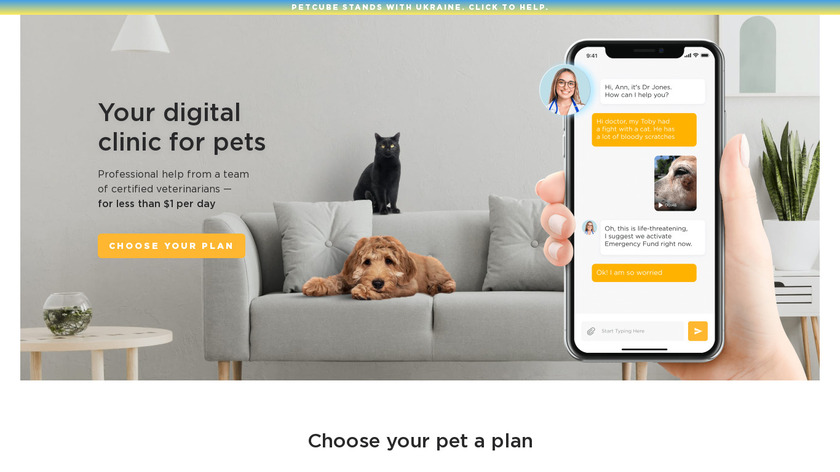 Online Vet by Petcube Landing Page