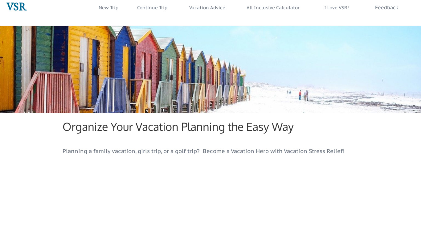 Vacation Stress Relief Landing page