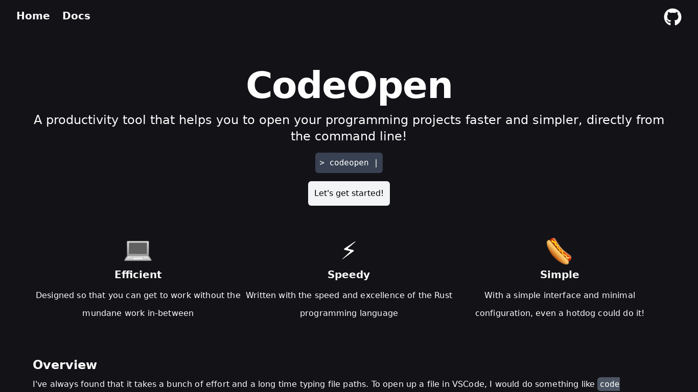 CodeOpen Landing page
