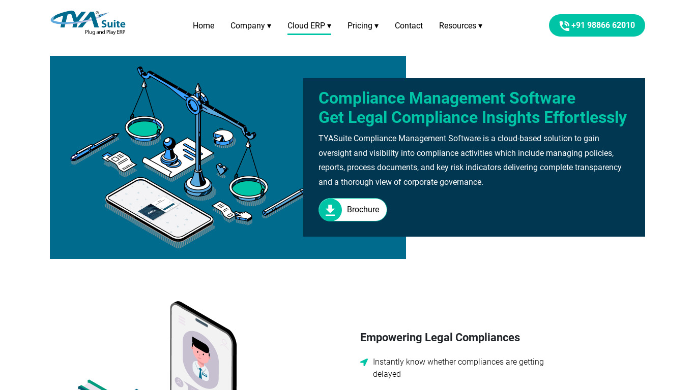 TYASuite Compliance Management Landing page