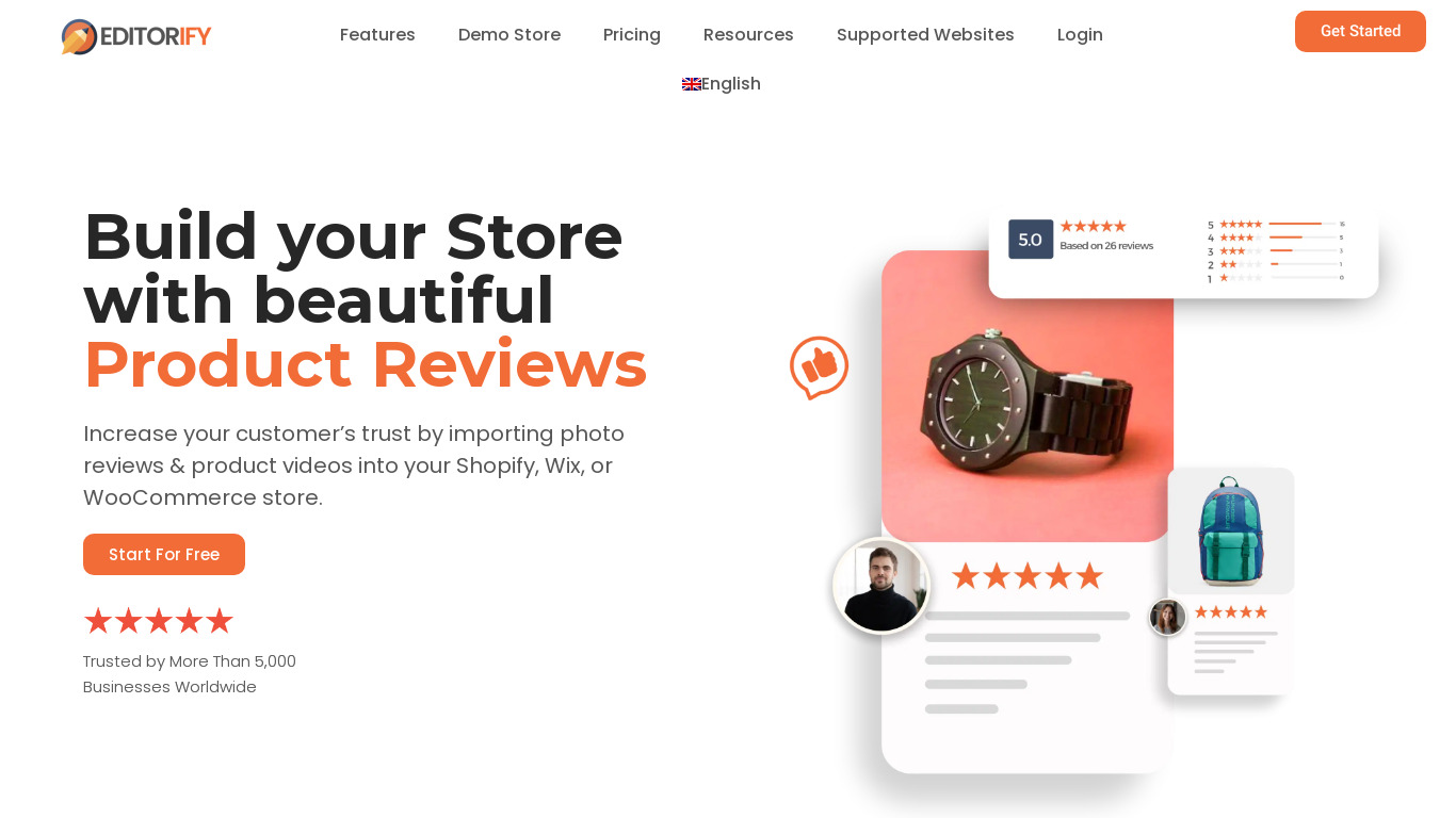 Editorify Landing page