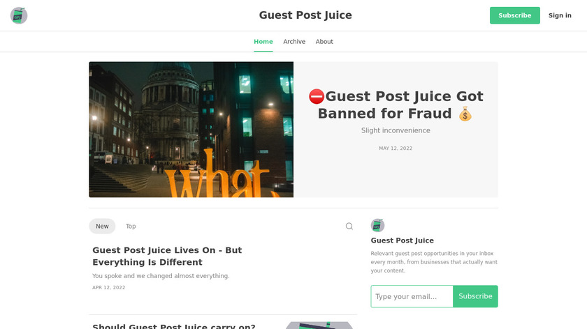 Guest Post Juice Landing Page