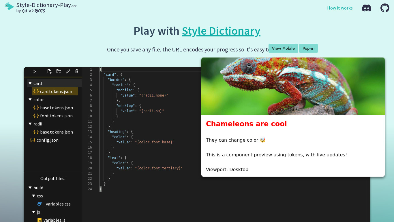 Style Dictionary Play Landing page