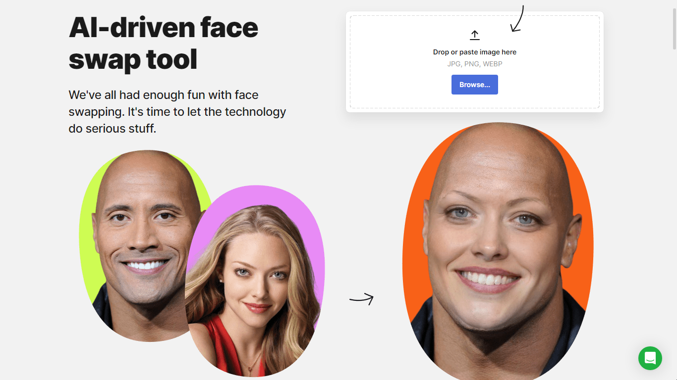 Face Swapper Landing page