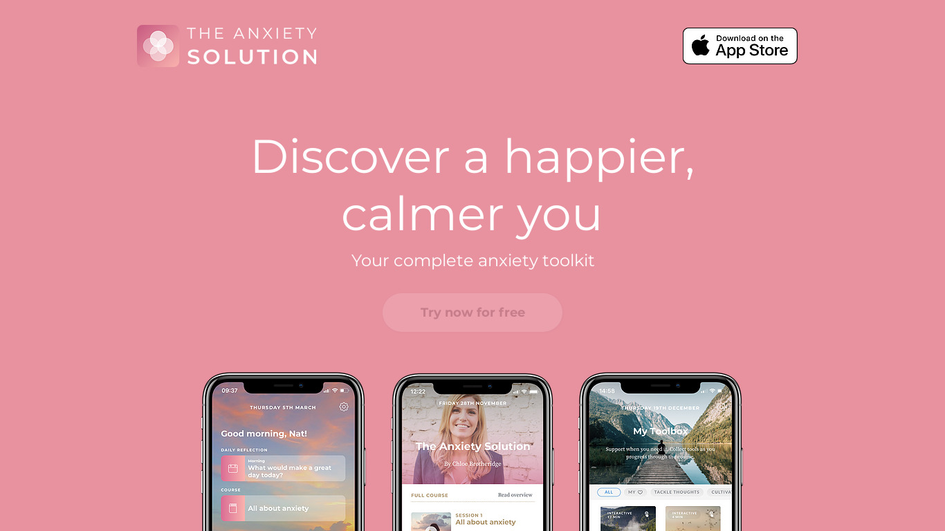 The Anxiety Solution Landing page