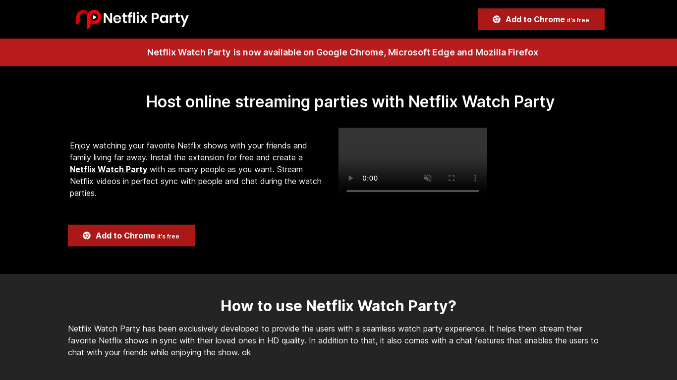Netflix Watch Party Landing page