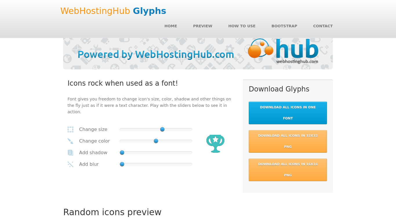 WebHostingHub Glyphs Landing page
