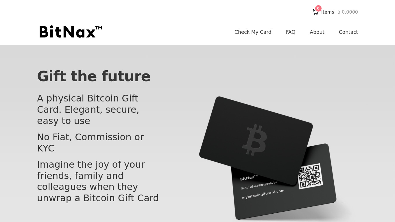 Bitcoin Gift Card Landing page