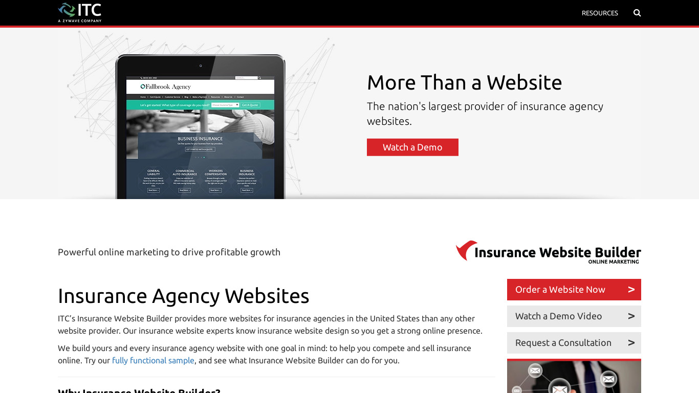 Insurance Website Builder Landing page