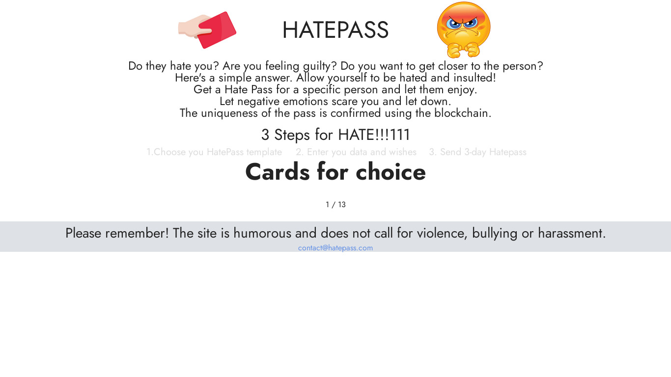 Hatepass Landing page