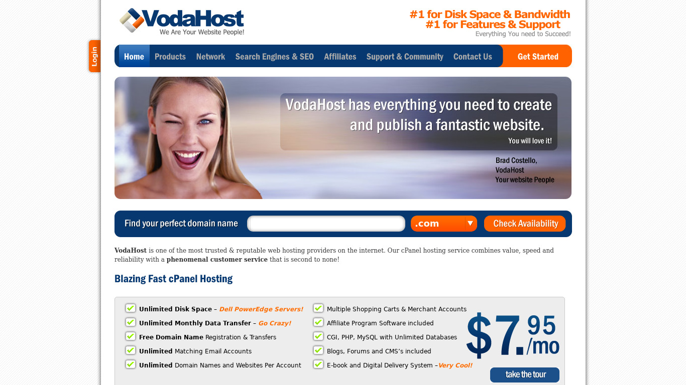 VodaHost Landing page