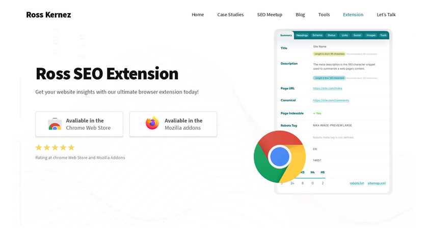 ROSSK SEO Extension Landing Page