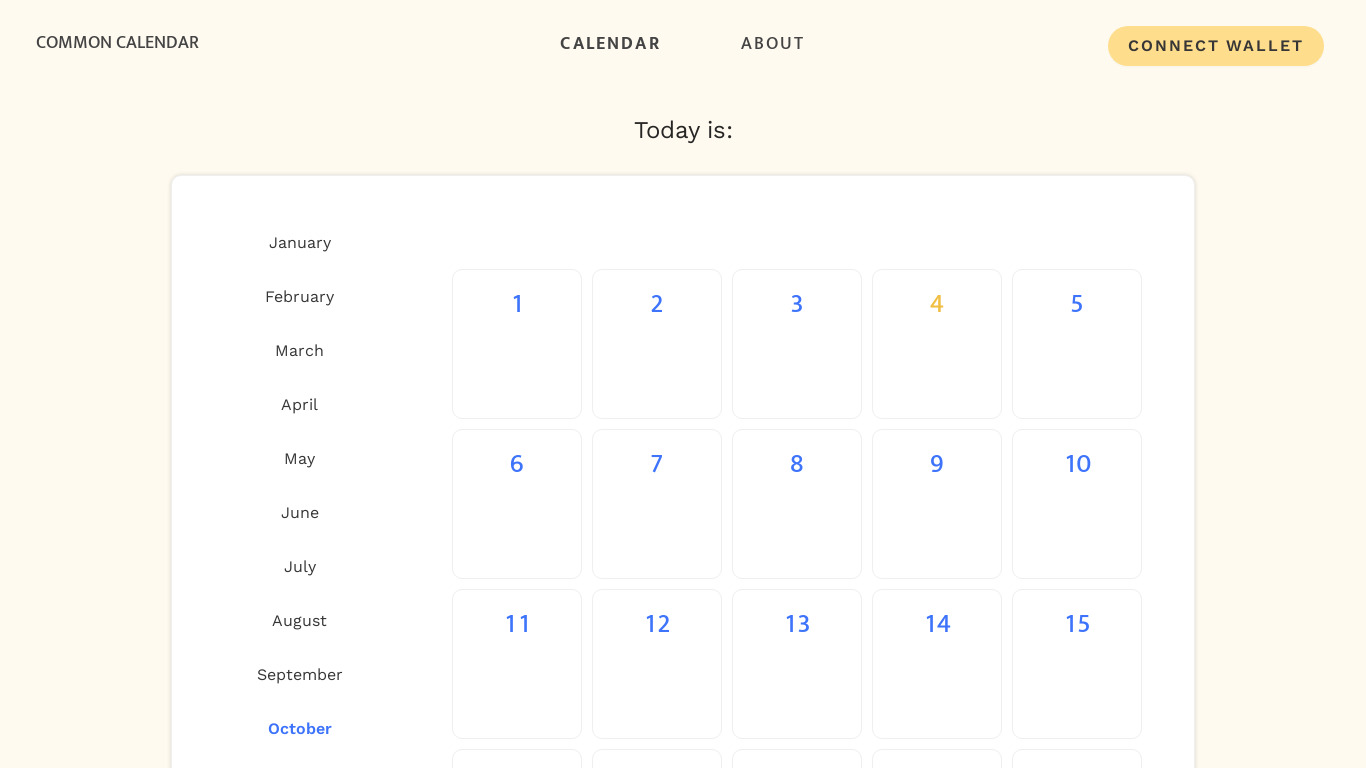 calendar.org Landing page