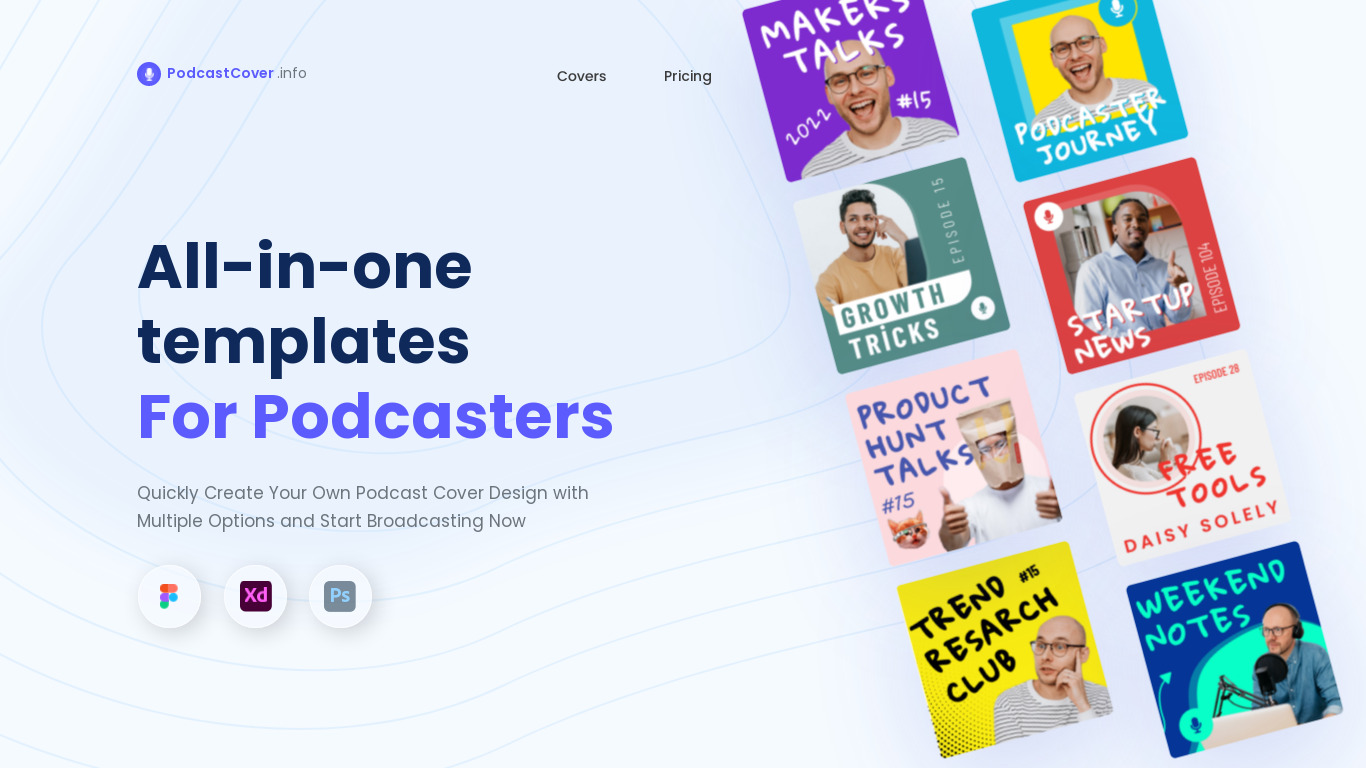 Podcast Cover Template Landing page