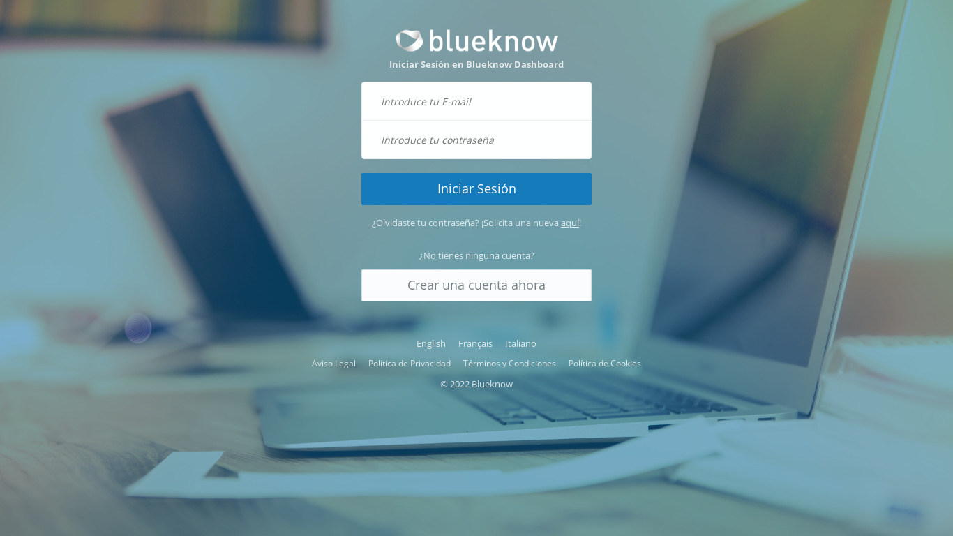 Blueknow Landing page