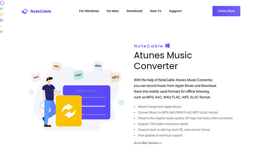 NoteCable Atunes Music Converter Landing Page