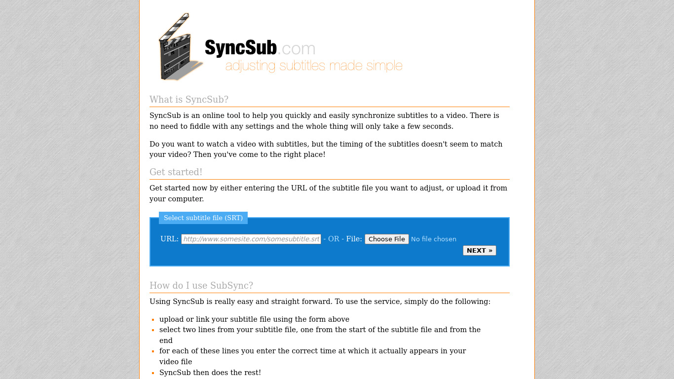 SyncSub Landing page