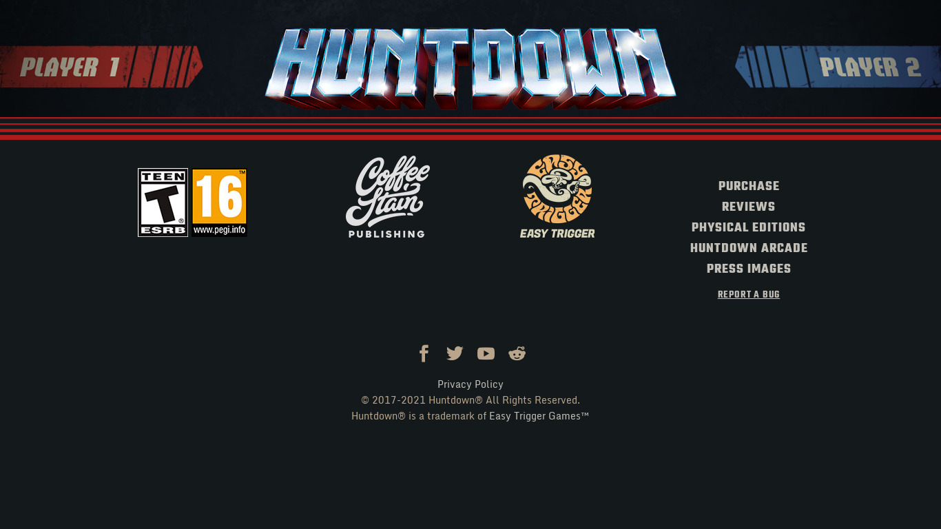 Huntdown Landing page