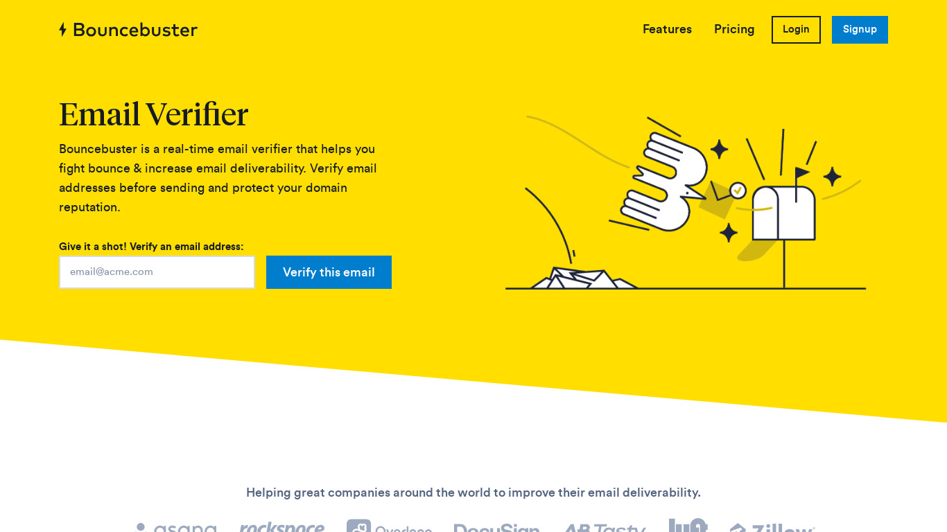 Bouncebuster by Overloop Landing page