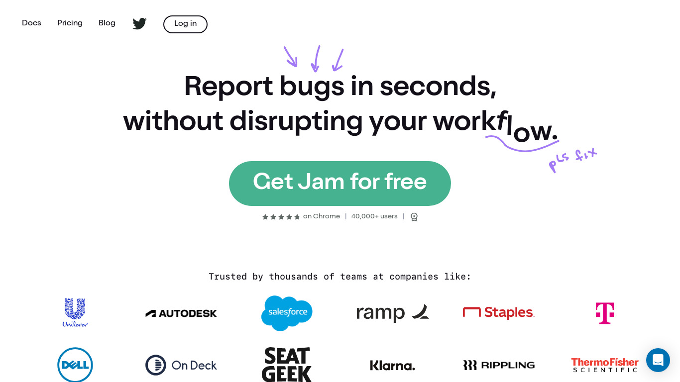Jam Edit Landing page