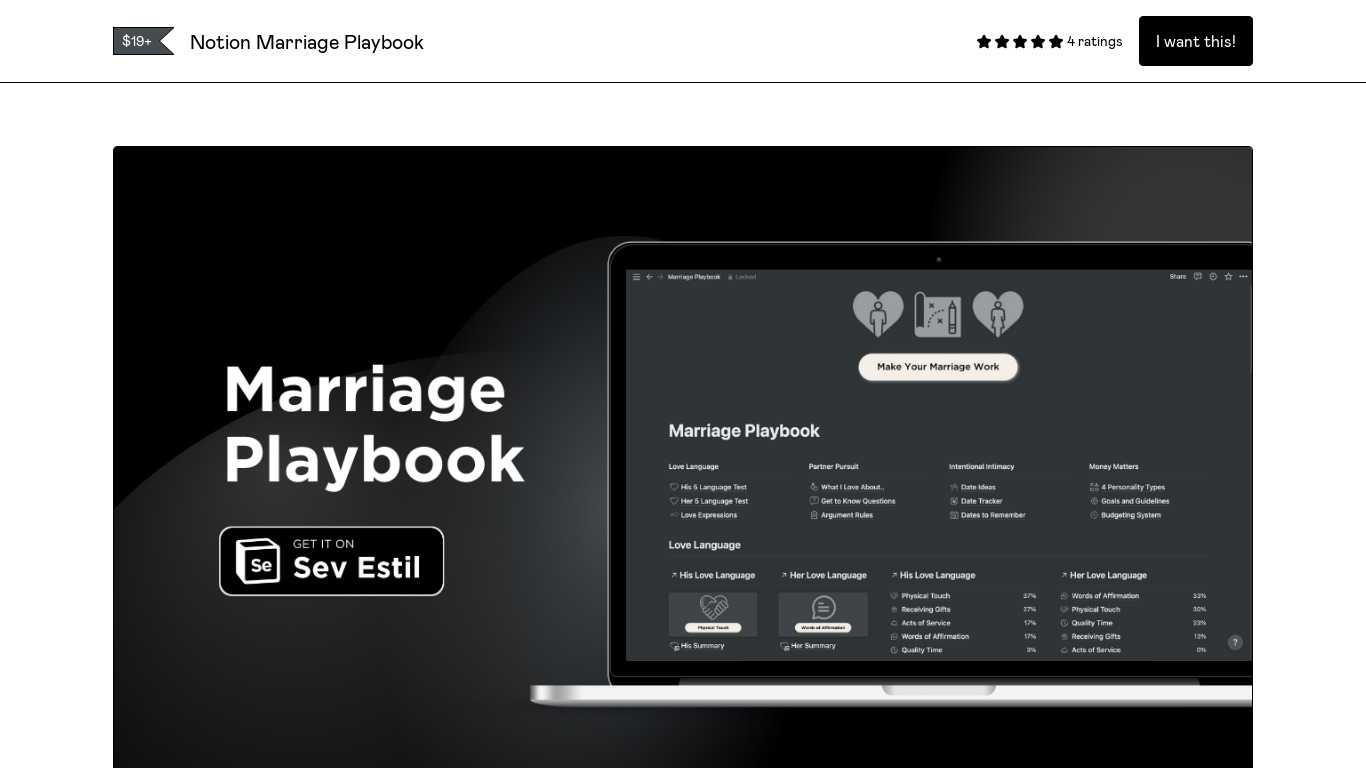Notion Marriage Playbook Landing page
