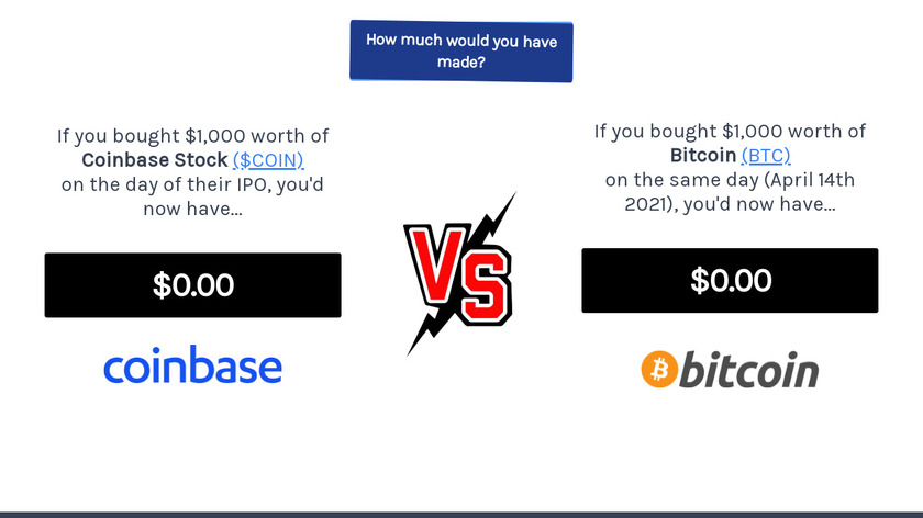 Coinbase VS Bitcoin Landing Page