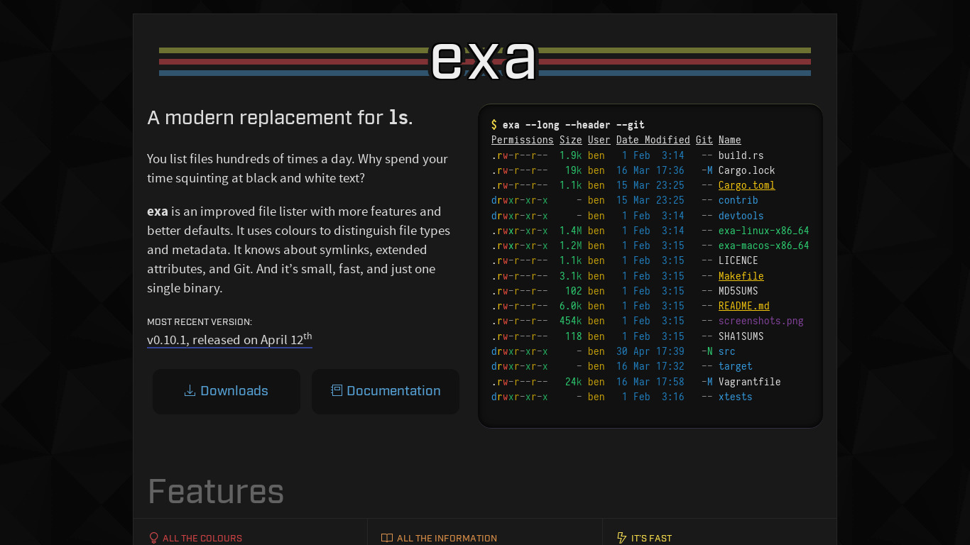 exa app Landing page