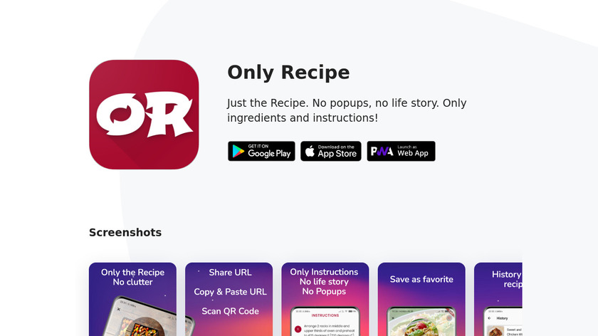 Only Recipe Landing Page