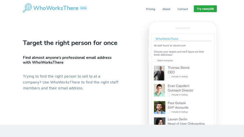 WhoWorksThere Landing Page