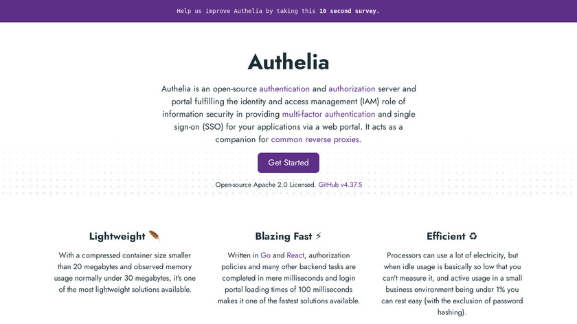 Authelia Landing Page