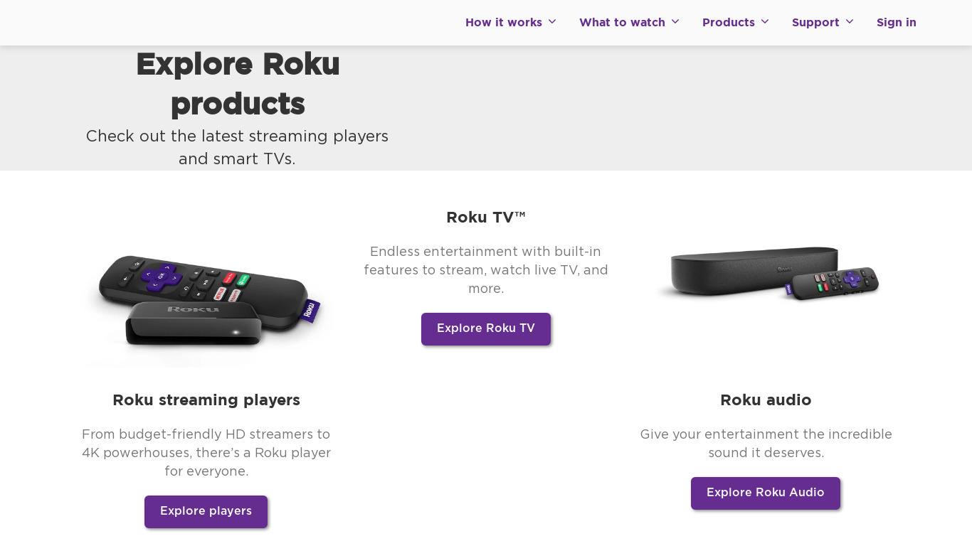 Roku OS Landing page