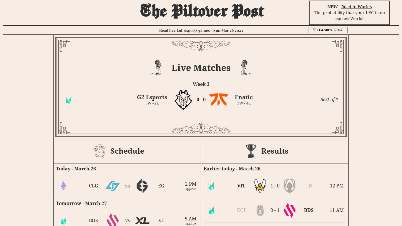 The Piltover Post Landing page