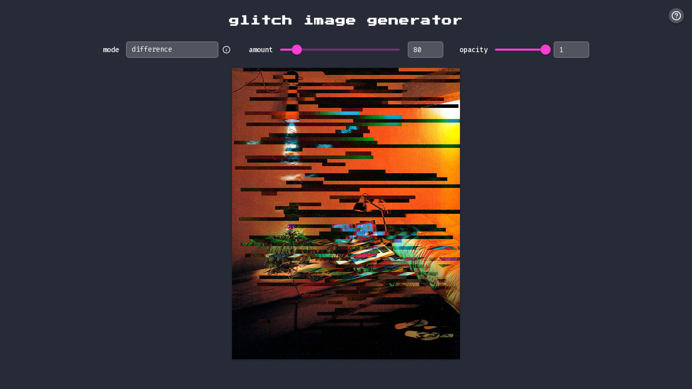 Glitch Image Generator Landing page