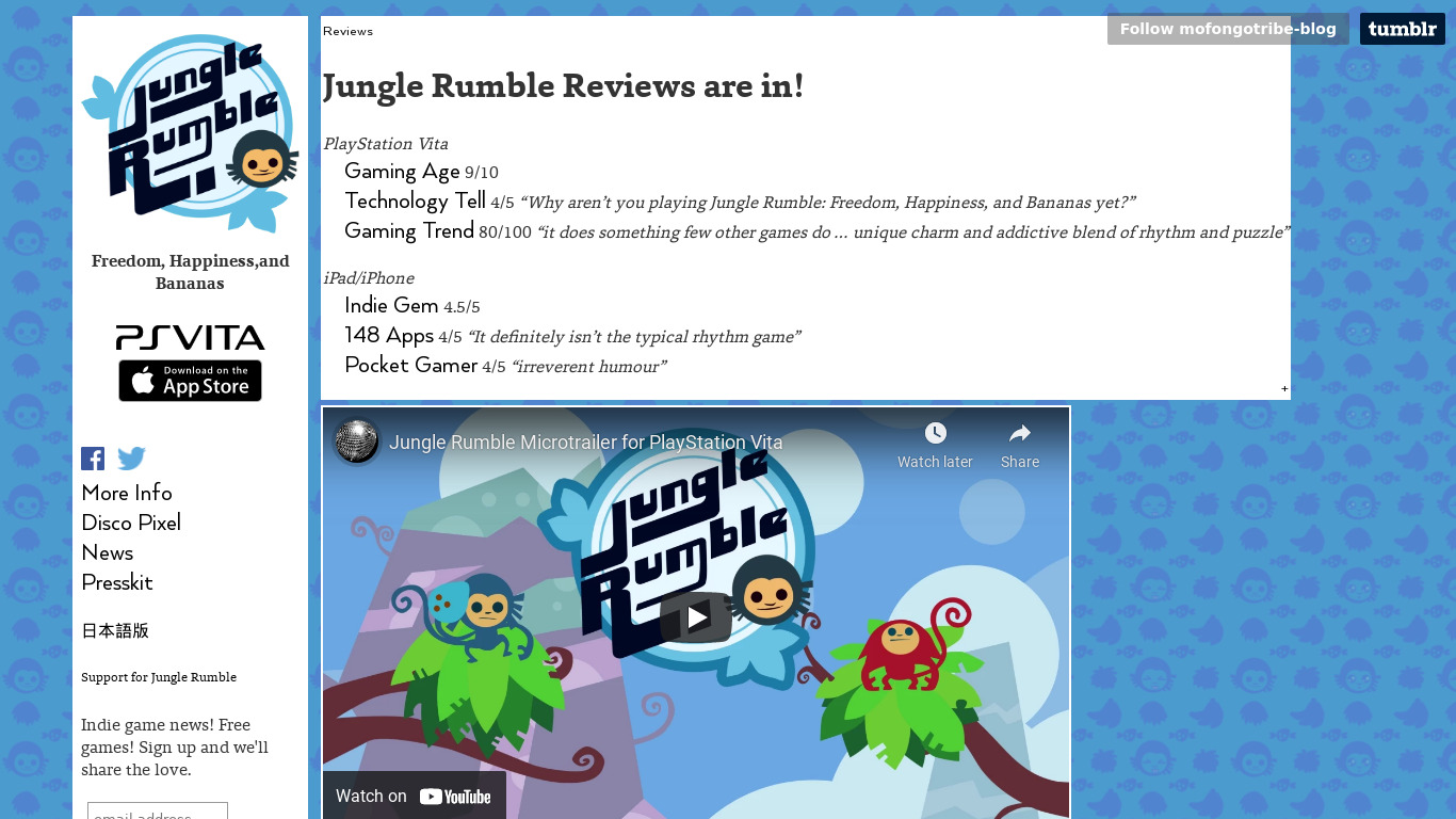 Jungle Rumble Landing page