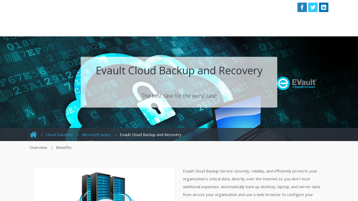 Sysfore Evault Cloud Backup&Recovery Landing page