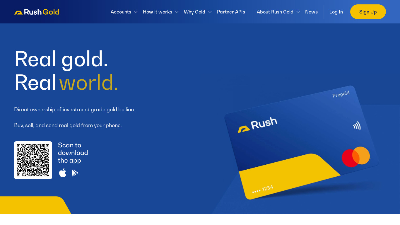 Rush Gold Landing page