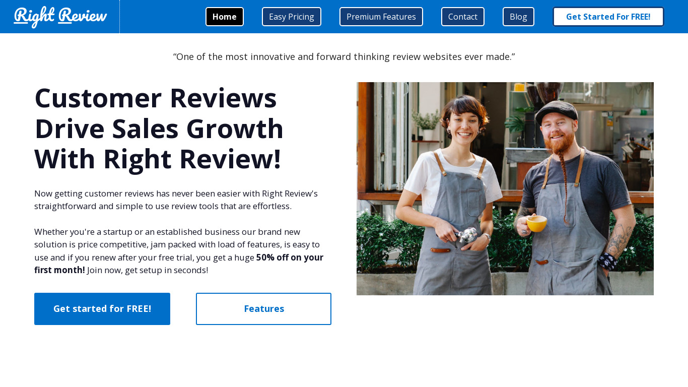 Right Review Landing page