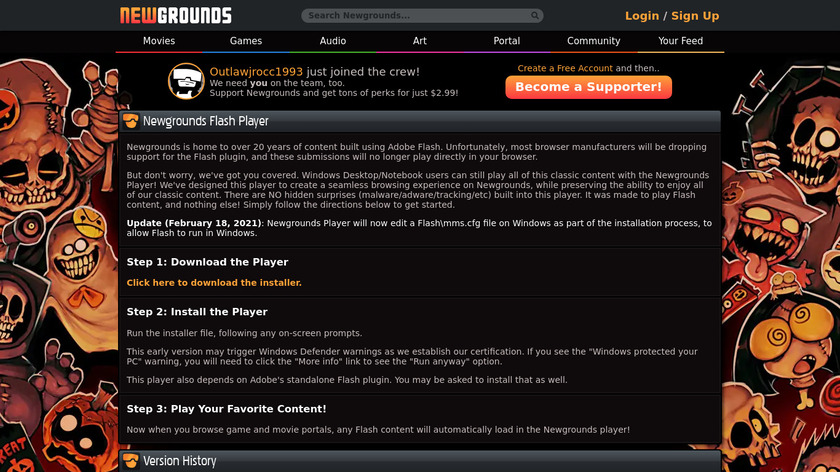 Newgrounds Player Landing Page