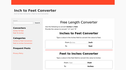 Inch to Feet Converter image