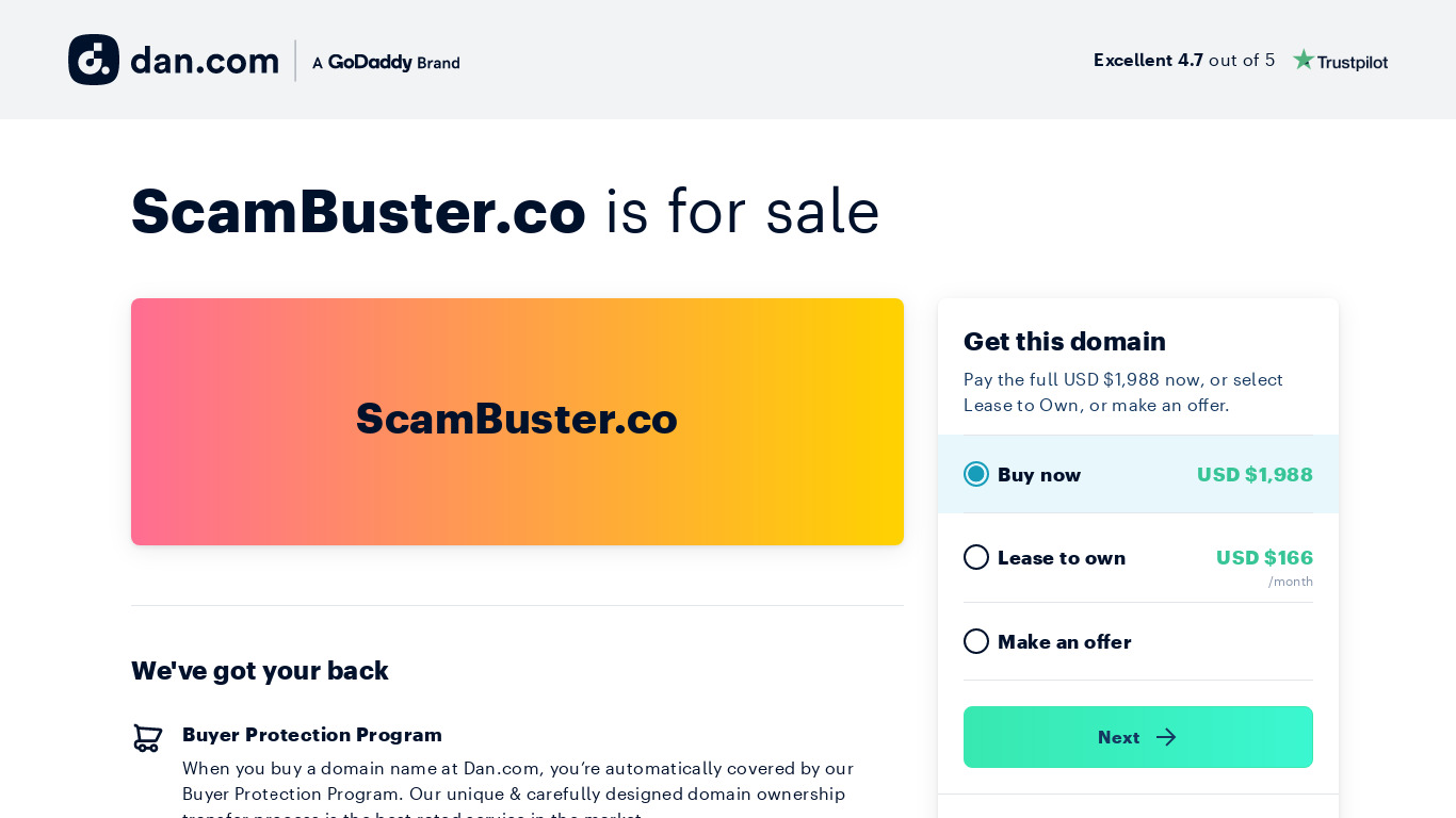 ScamBuster.co Landing page