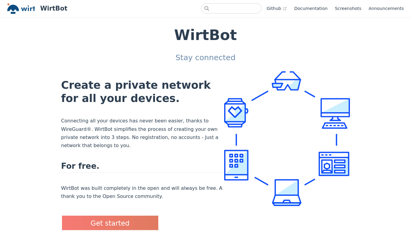 WirtBot Landing page
