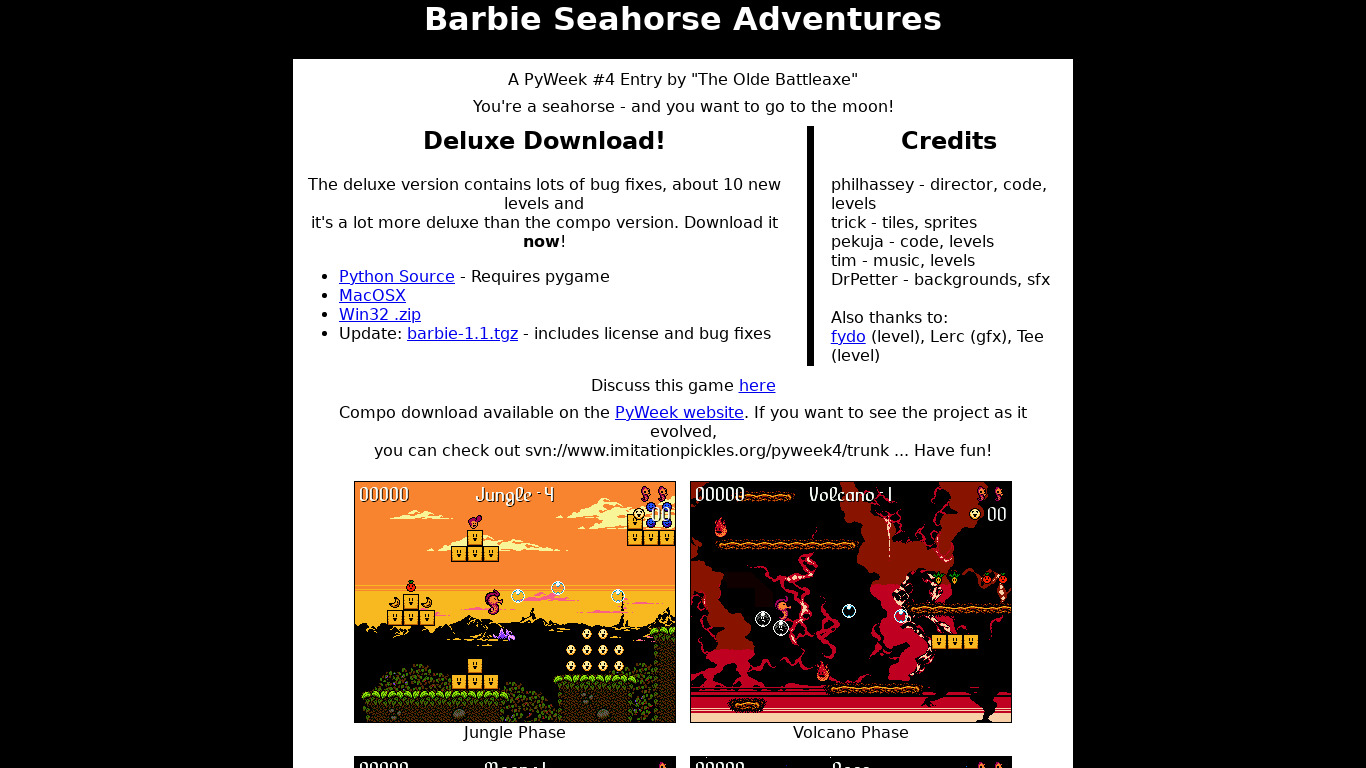 Barbie Seahorse Adventures Landing page