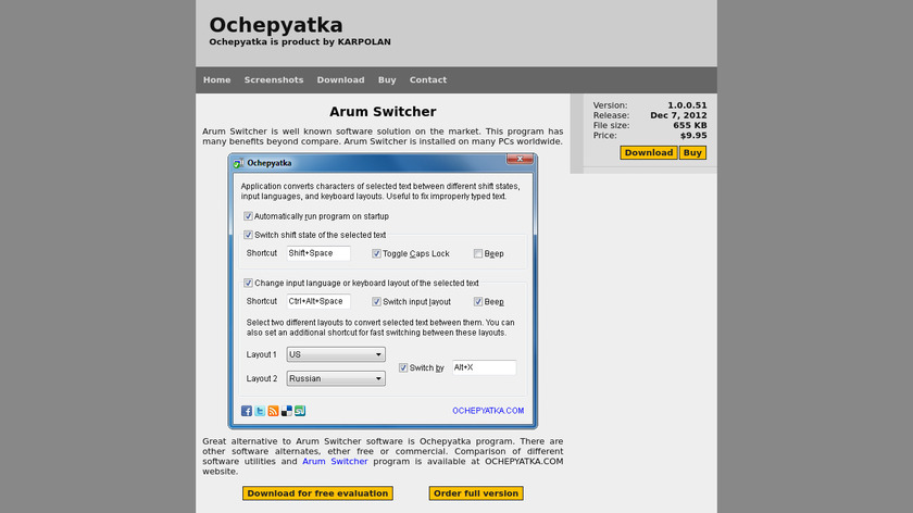ochepyatka.com Arum Switcher Landing Page