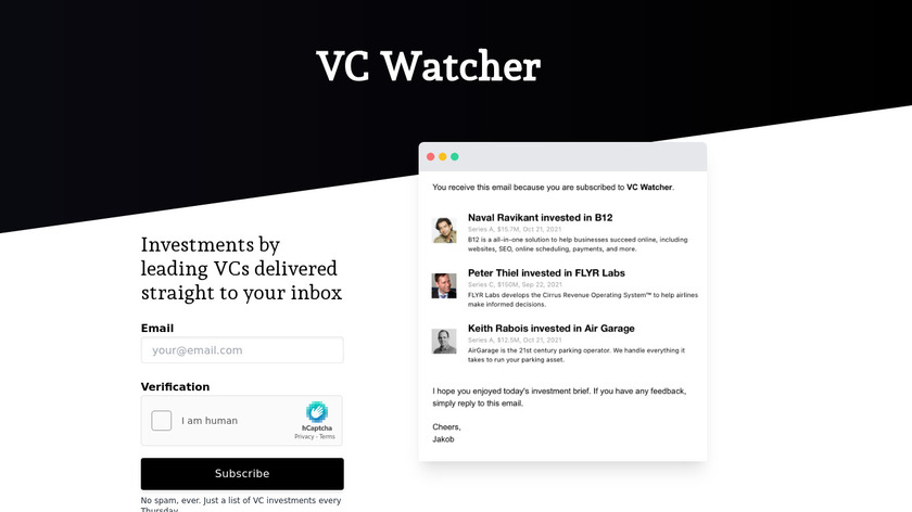 VC Watcher Landing Page