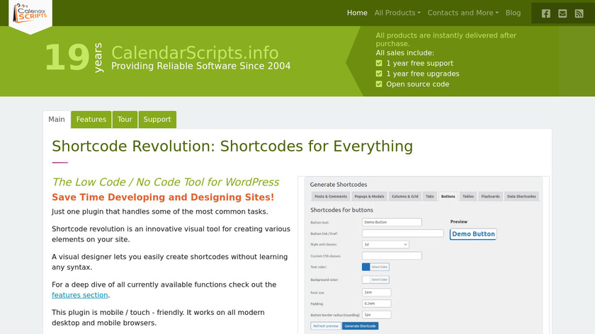 Shortcode Revolution Landing Page