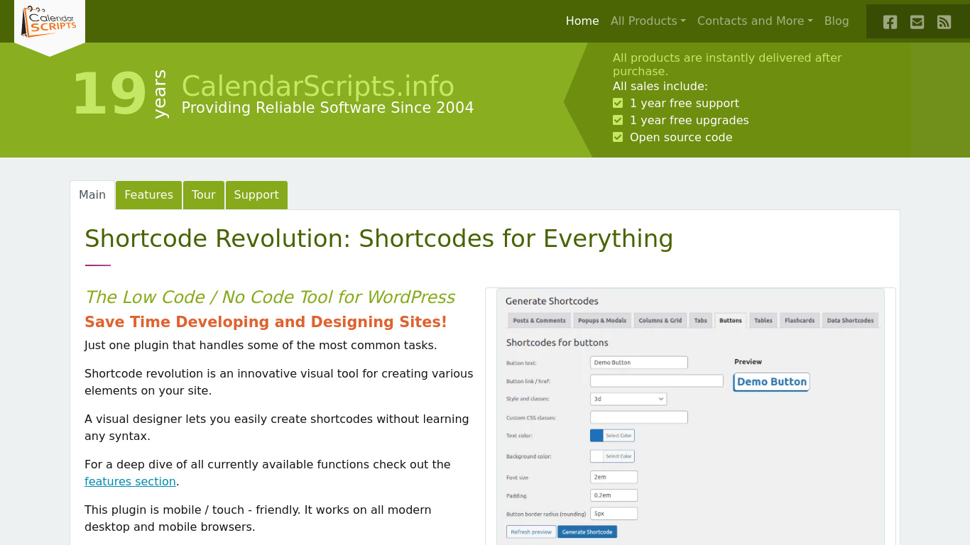 Shortcode Revolution Landing page